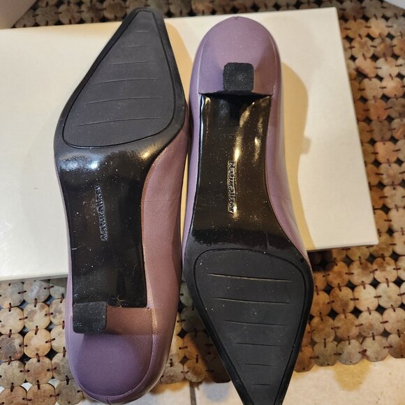 Naturalizer Railey Purple Leather Kitten Low Heel Pump Shoe Bow Women's Size 9.5 - Picture 5 of 10